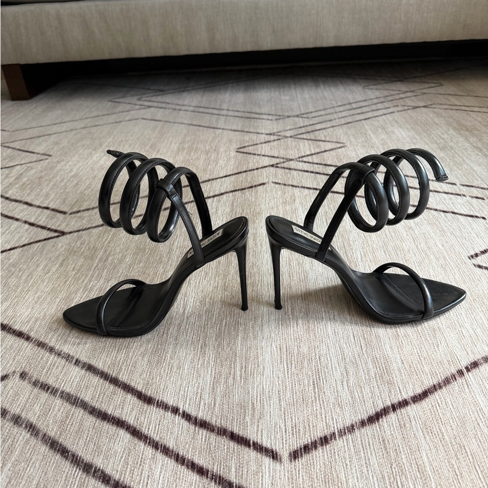 Steve Madden Black Spiral Strap Heels